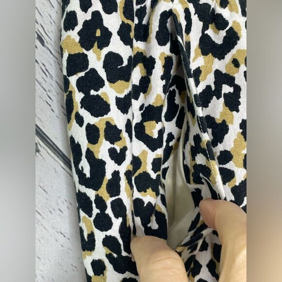 J. Crew Leopard Print Linen Blend Cuffed Ankle Pants Joggers Sz 8 - Picture 5 of 8
